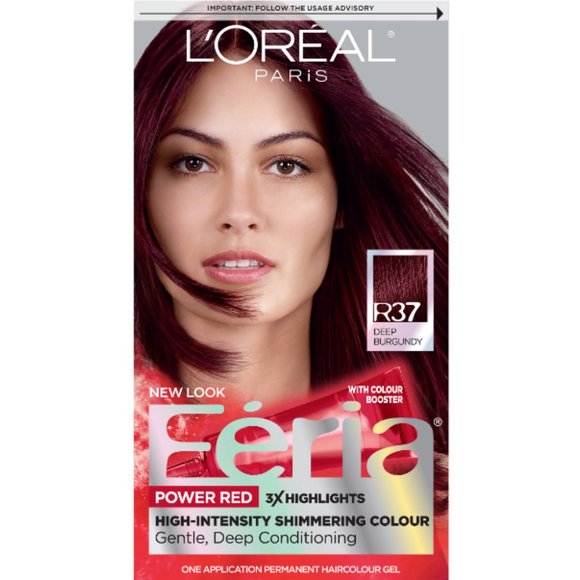 New L'Oreal Paris Feria Multi-Faceted Permanent Hair Color, R37 Blowout Burgundy - Picture 1 of 2